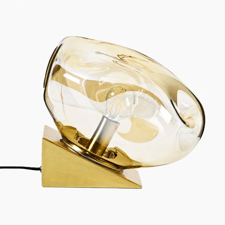 Glissora Glass Table Lamp – Soft Sculptural Glass Form for Living Room or Bedroom