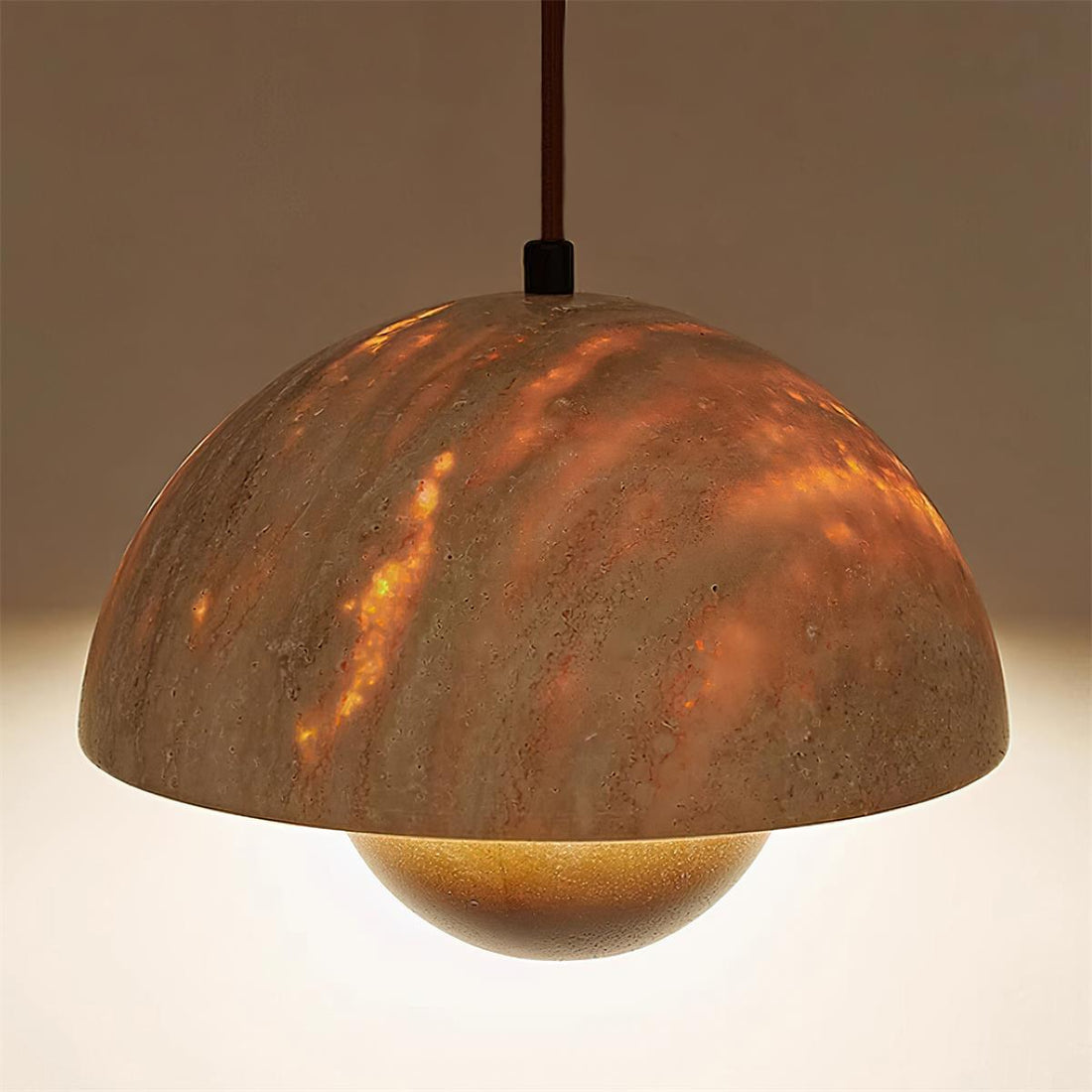 Natural Travertine Flower Bud Design Pendant Lamp
