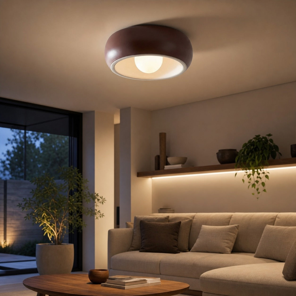 Aurelox Round Flush Mount Ceiling Light Clean Geometric Fixture - Contemporary Indoor Lighting