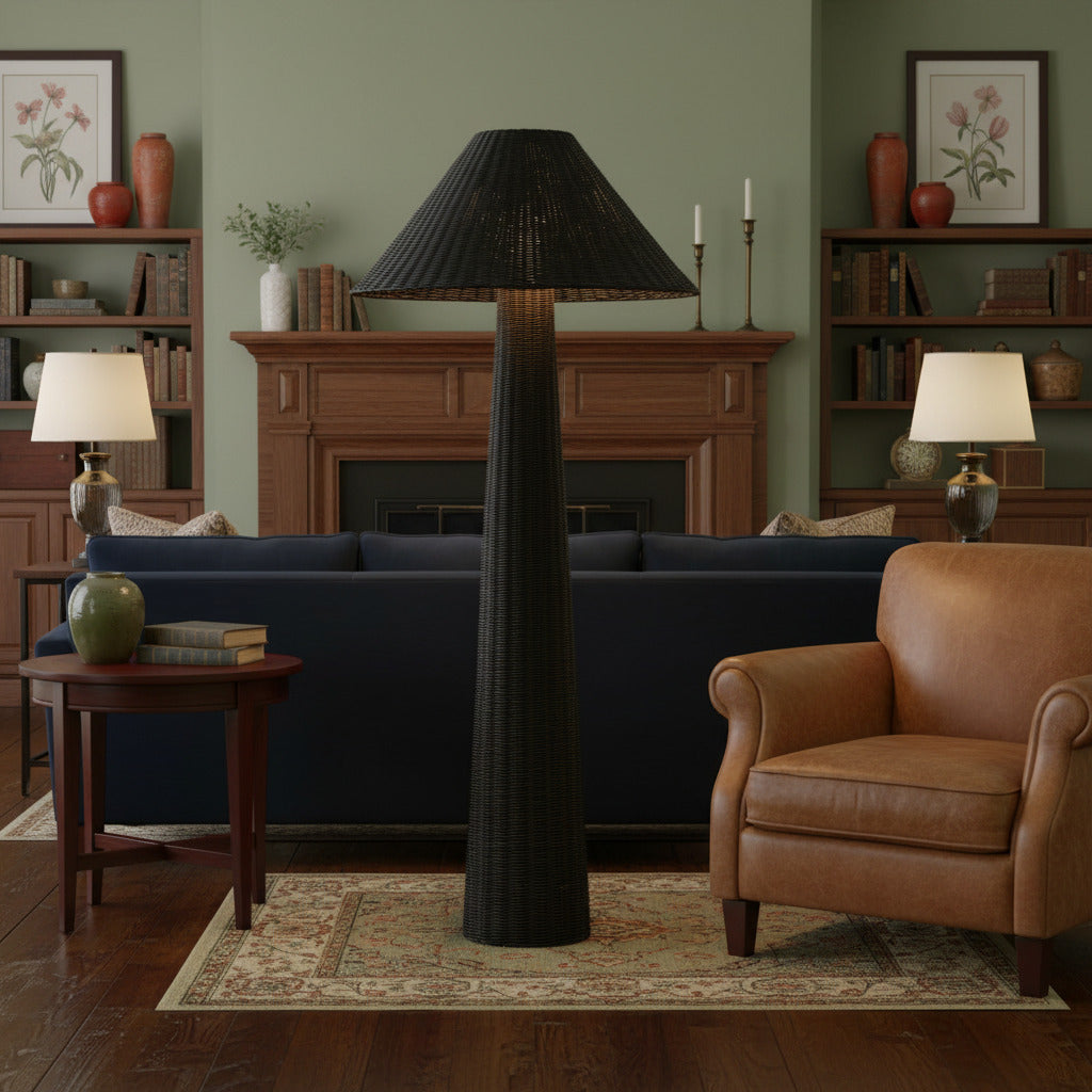 Wickara Woven Floor Lamp - Sculptural rattan design with natural rattan style, suitable for living room & bedroom