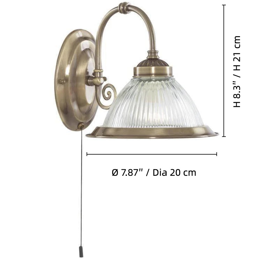 TF Vintora Ribbed Glass Wall Lamp - Industrial Bell Shape for Diner and Hallway