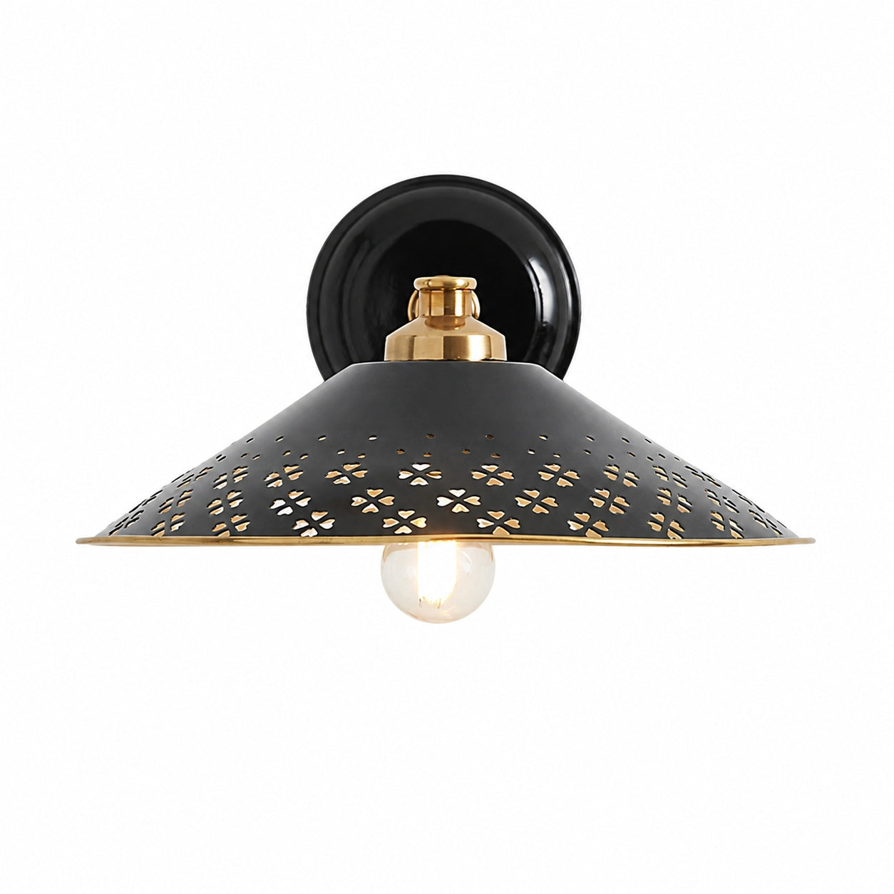Auriglow Modern Wall Sconce – Brass Perforated Light for Bedroom or Hallway