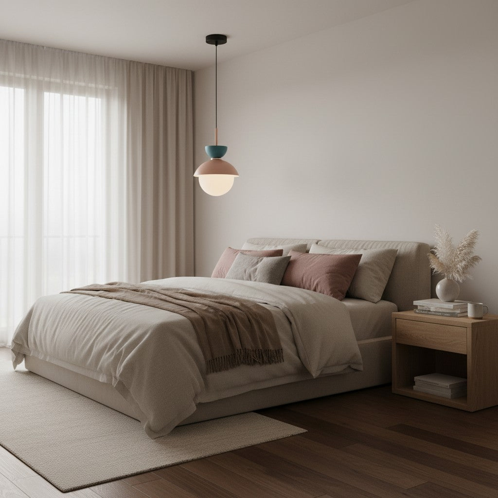 Frovela Nordic Macaroon Pendant Lamp with Globe Design - Aluminum Lighting for Bedroom or Living Room