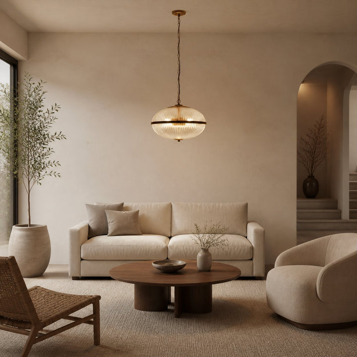 Luntra Contemporary Multi-Light Pendant with Textured Glass for Bedrooms and Hallways