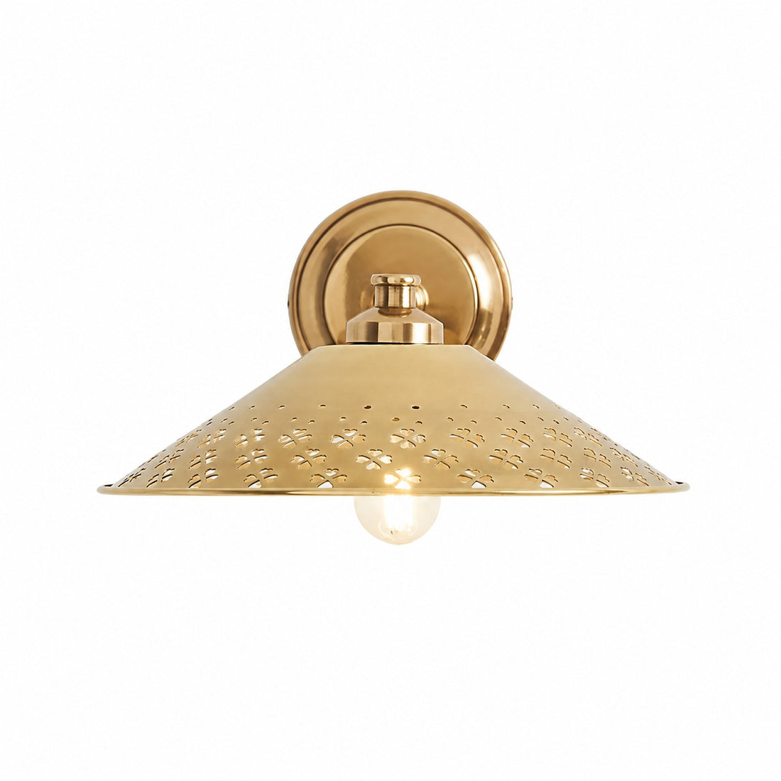 Auriglow Modern Wall Sconce – Brass Perforated Light for Bedroom or Hallway