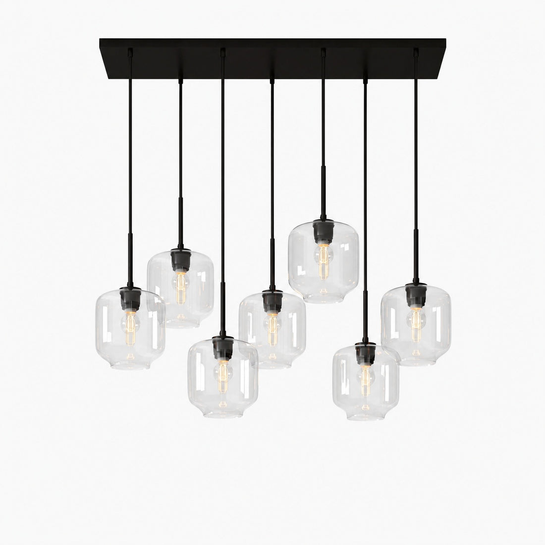 Lumivelle Sculptural 7-Light Chandelier – Adjustable Height Modern Glass Pendant