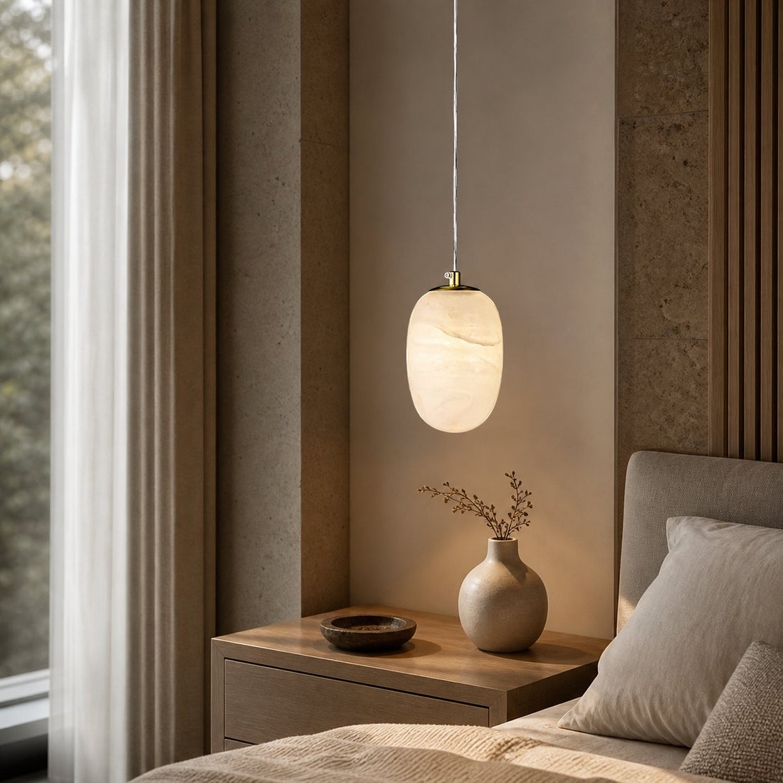 Alabaster Bedside Pendant Light