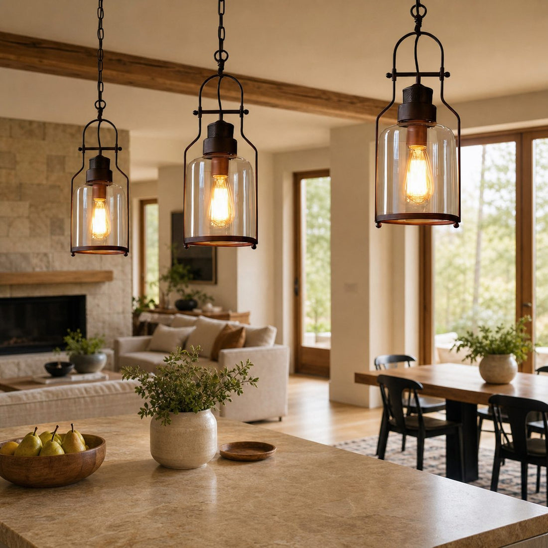 Lirra Vintage Iron Glass Pendant Lamp - Industrial Style Ceiling Lamp for Bars and Homes U20