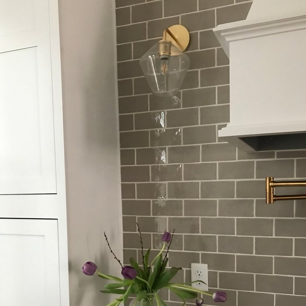 Sculptural Glass Geo Sconce - Modern Bathroom Mirror Globe Wall Light