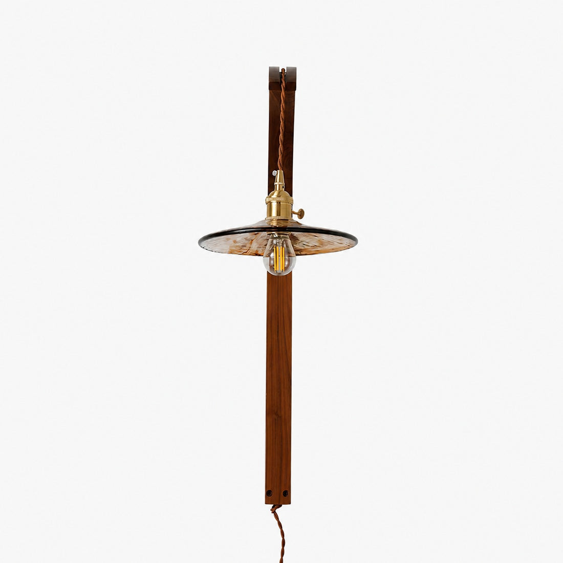 Curved Walnut Ceramic Plug-in Wall Light