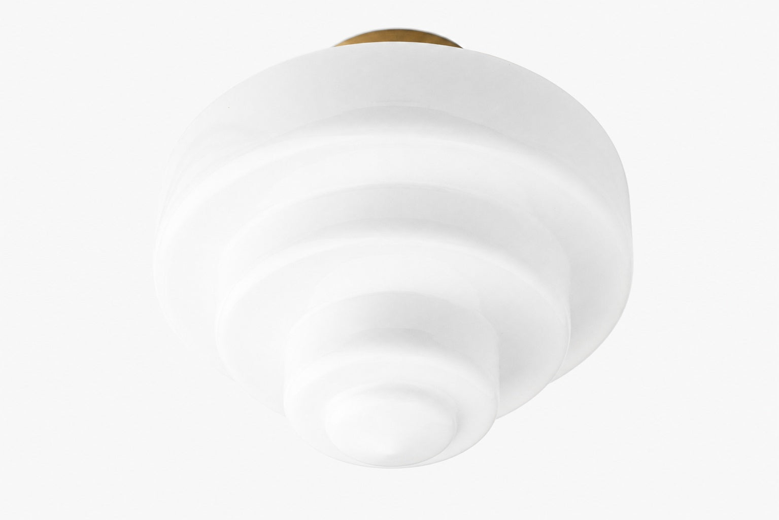 Geotower Glass Brass Ceiling Lamp – Handblown Opal Glass Globe Light