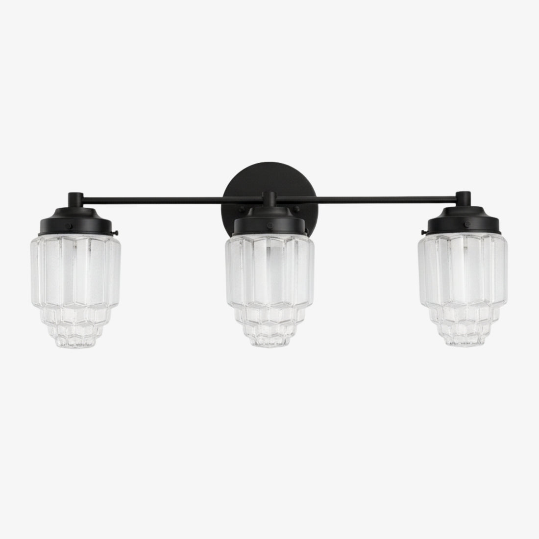 Tierlux Glass Vanity Light - Art Deco Bathroom Fixture with Skyscraper Shades