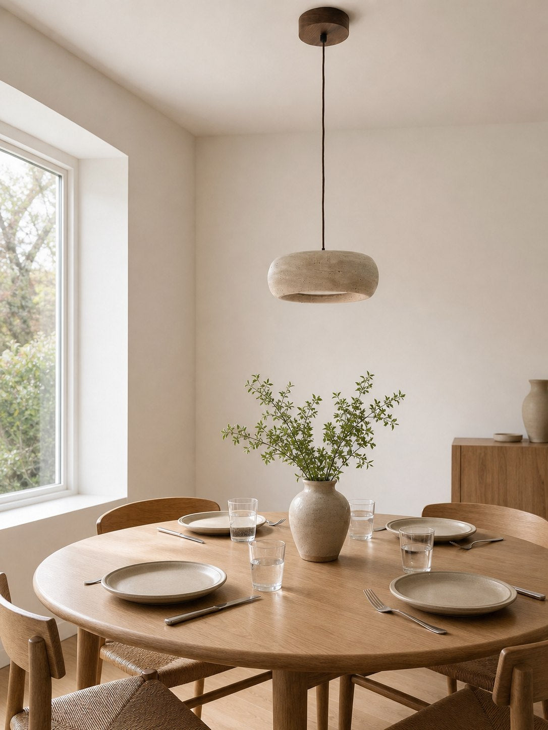 Travertine Drum Pendant Lamp