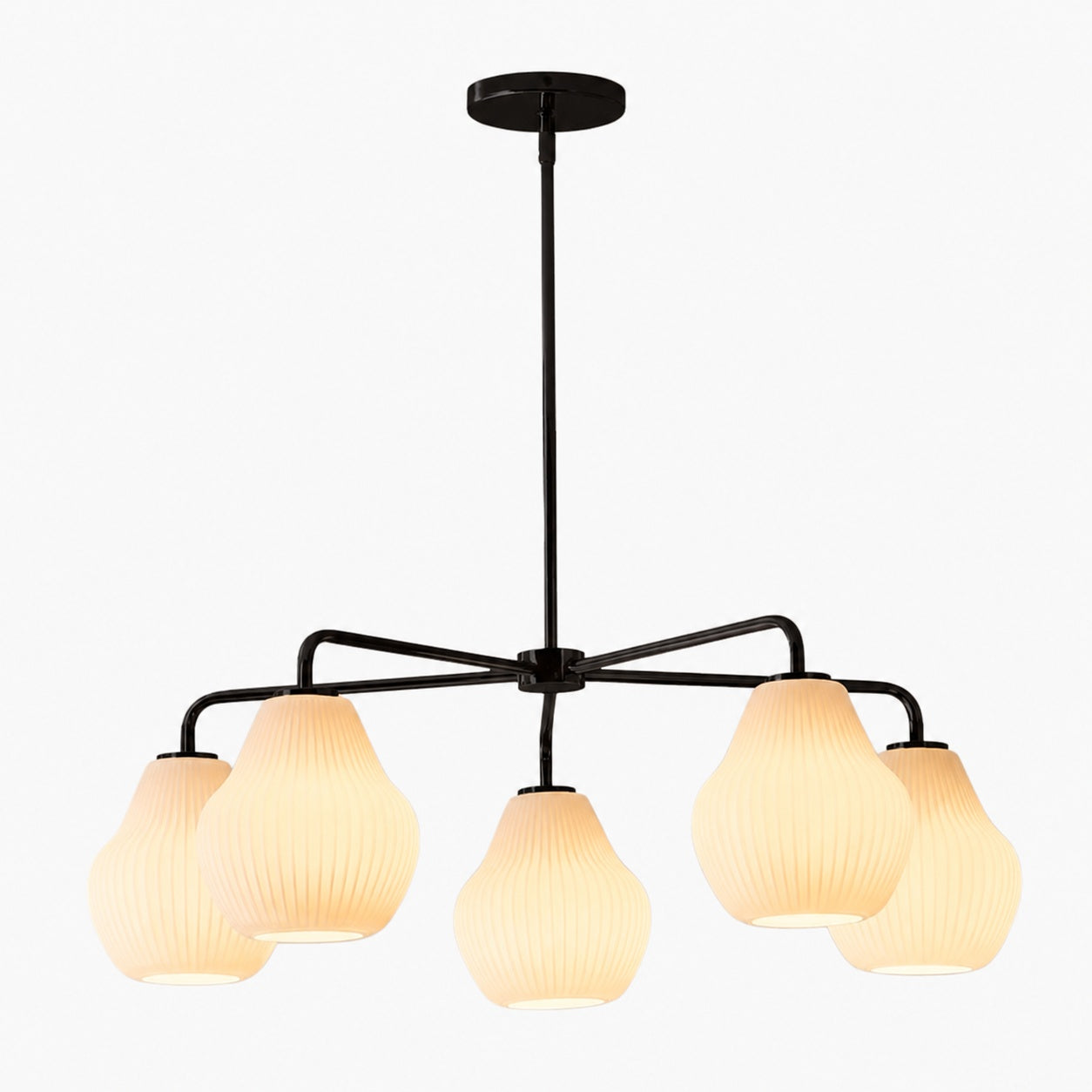 Rivrona 5-Light Chandelier for Entryway - Ribbed Glass Modern Lighting