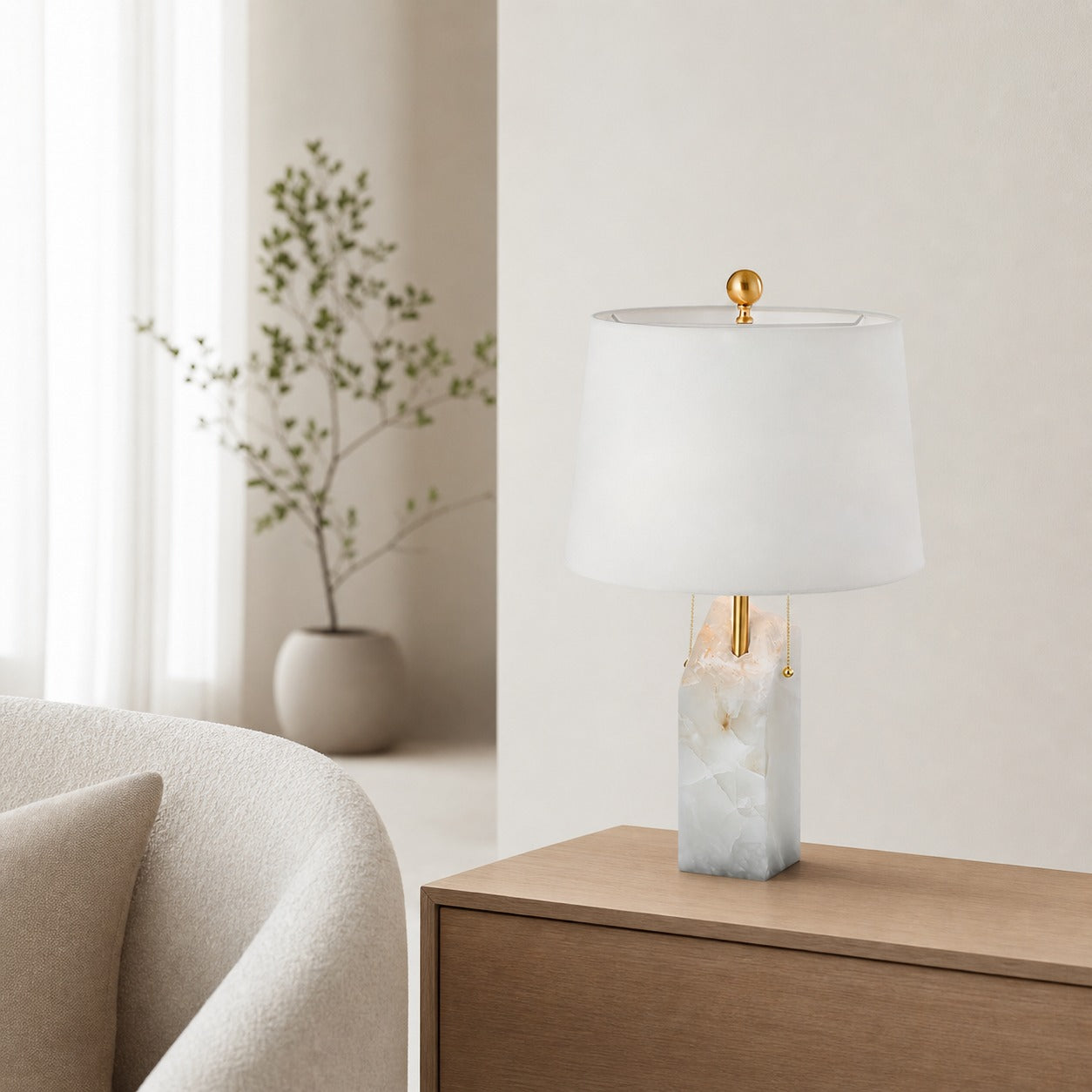 Raw Alabaster Table Lamp