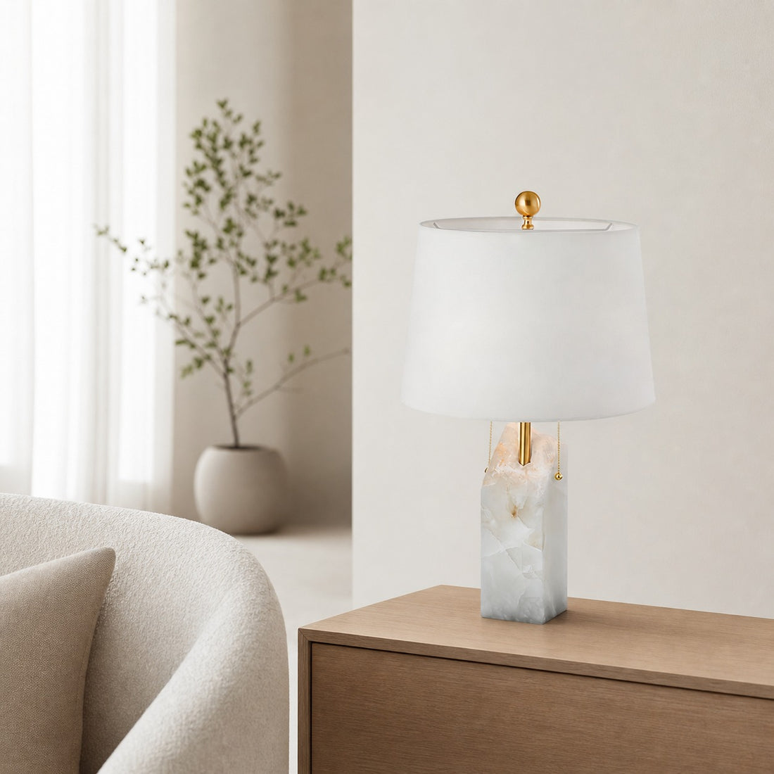 Raw Alabaster Table Lamp