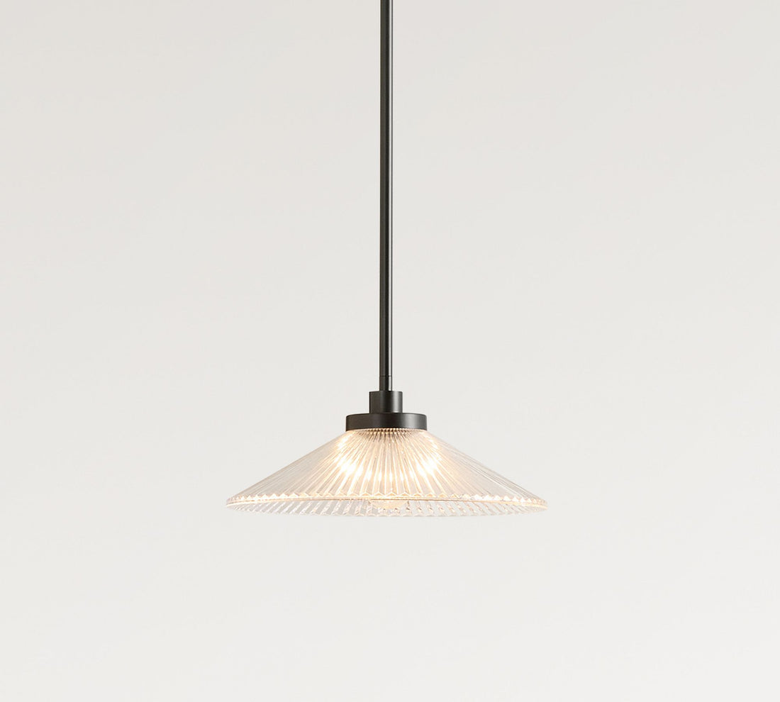 Bravira Ribbed Glass Pendant Light - Elegant Kitchen Island Lamp