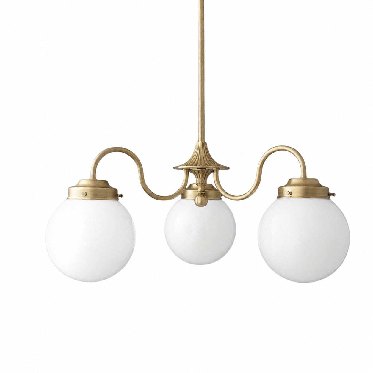 Glorica Glass Vintage Globe Chandelier - Brass 3-Light Frosted Glass Hanging Fixture