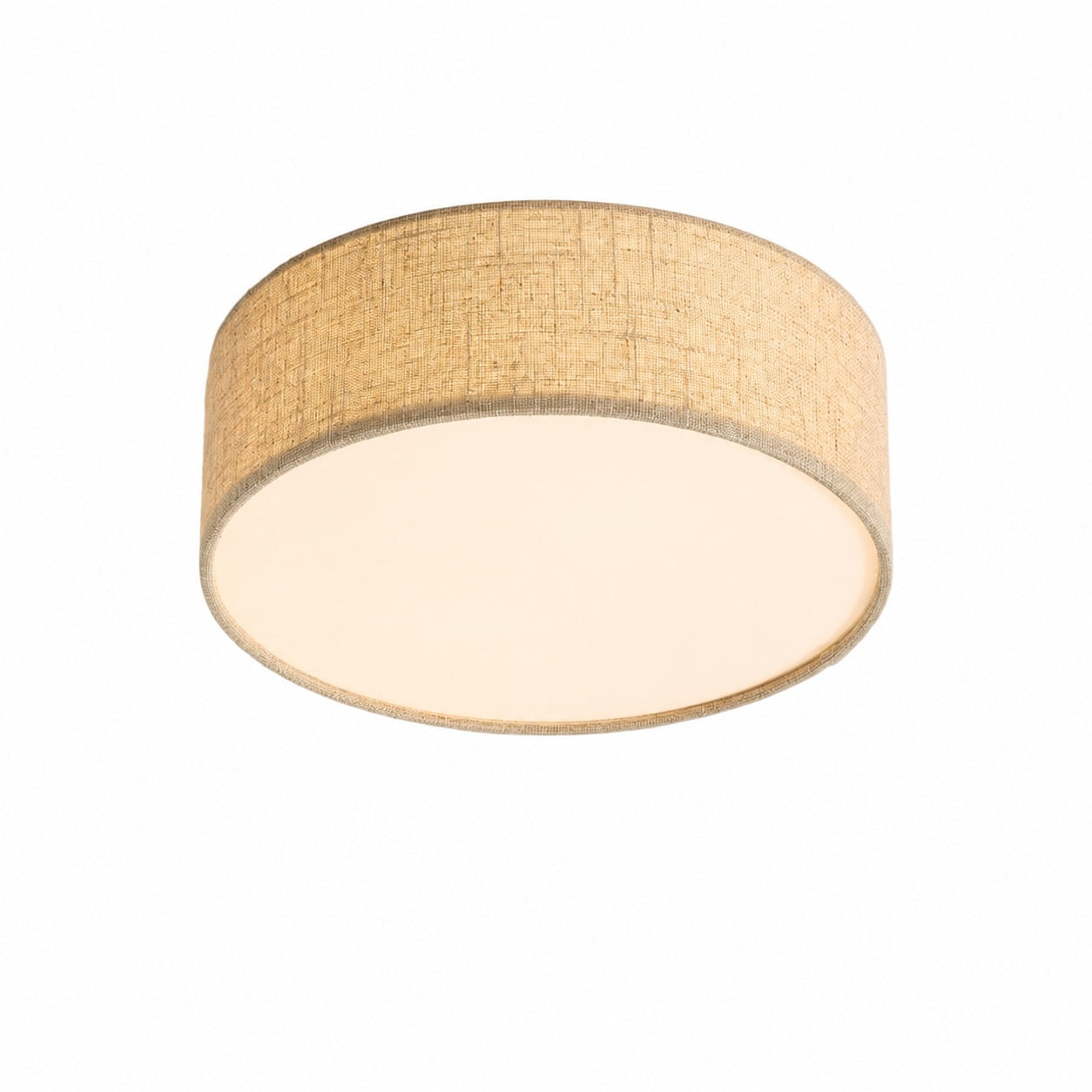 Dumora Linen Drum Ceiling Light - Flush Mount Iron Fixture with Fabric Shade