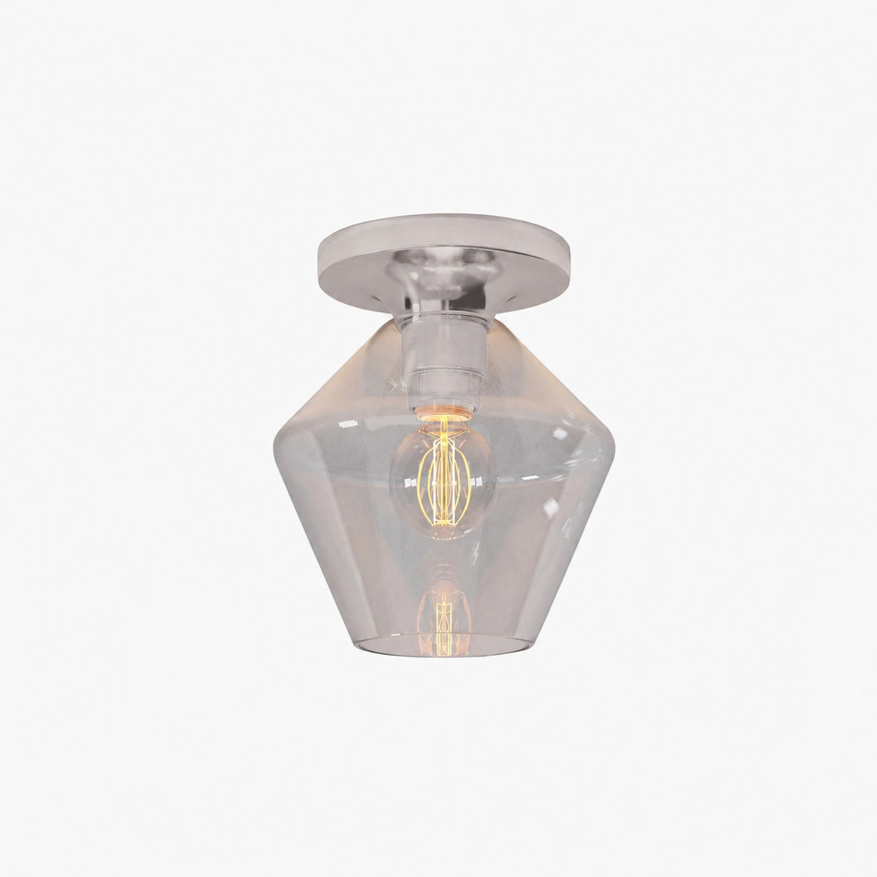 Merin Minimalist Sleek Geometric Glass Flushmount Light