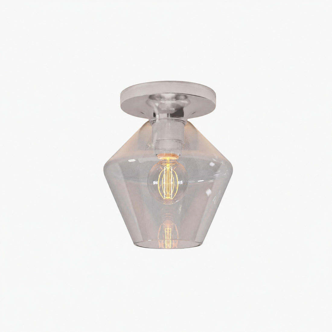 Merin Minimalist Sleek Geometric Glass Flushmount Light