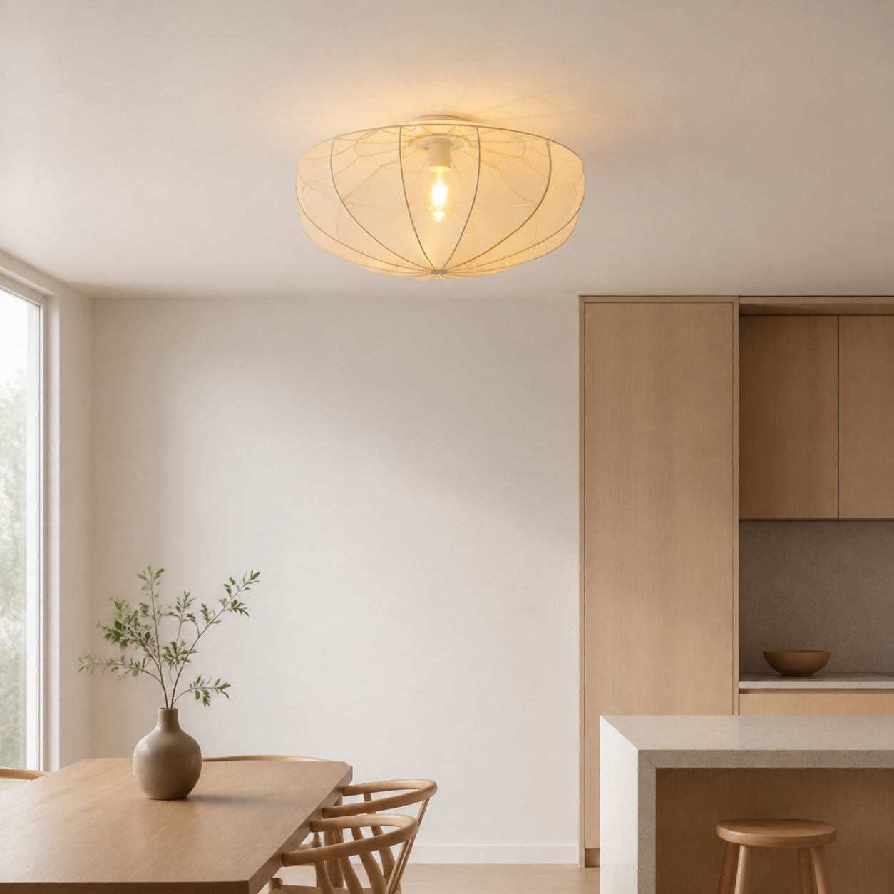 Lumifil Draped Mesh Ceiling Light – Boho Rustic Textured Shade Lamp for Living Room or Bedroom
