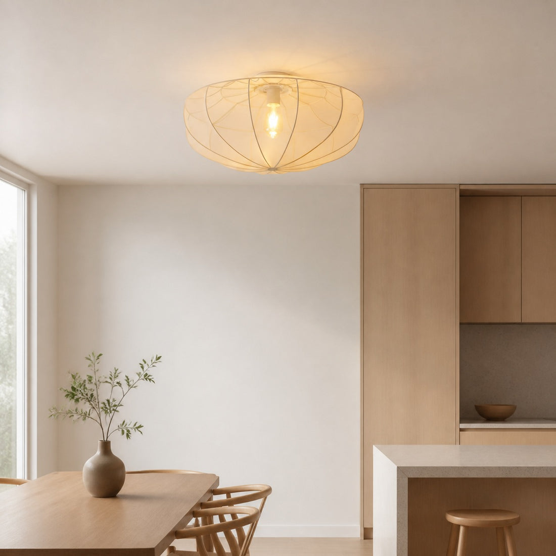 Lumifil Draped Mesh Ceiling Light – Boho Rustic Textured Shade Lamp for Living Room or Bedroom