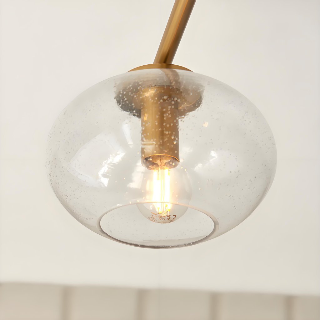 Bublaris Bubble-Glass Semi-Flush Ceiling Light - Curved Brass Arms for Living Room or Hallway