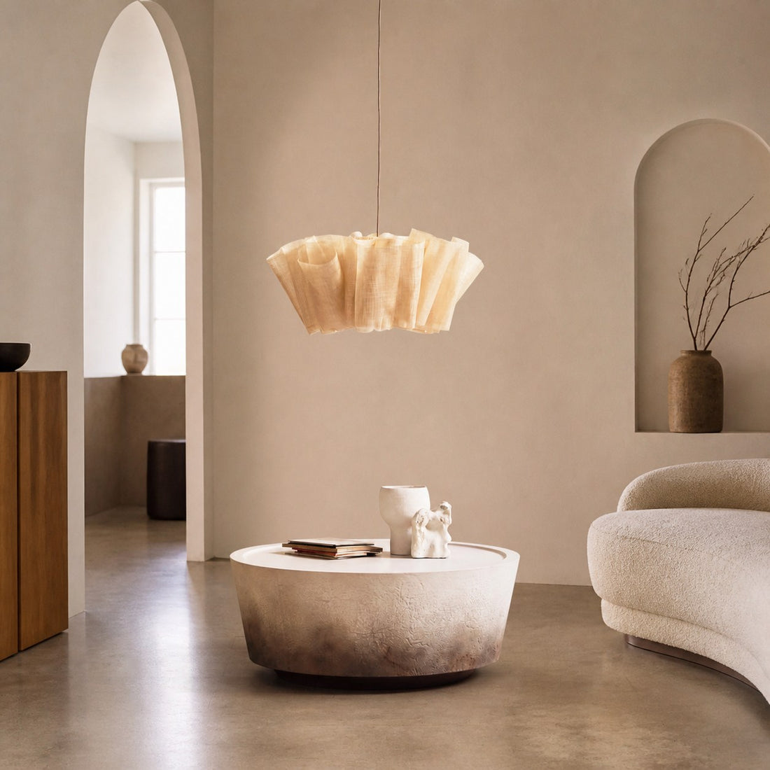 Nordic Linen Pleated  Fabric Pendant Light Lampshade