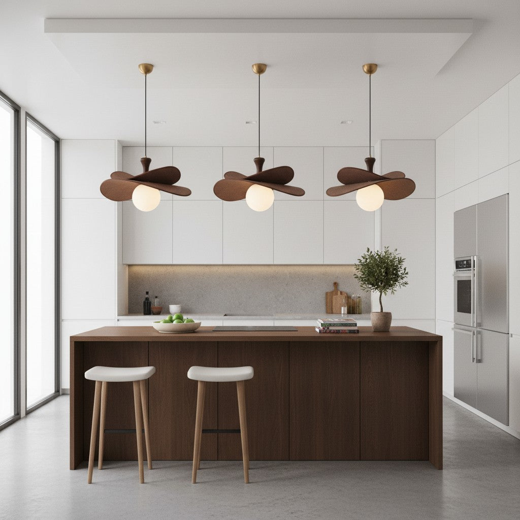 Orrise Blooming Petal Chandelier - Modern Metal and Wood for Living Rooms and Dining Rooms