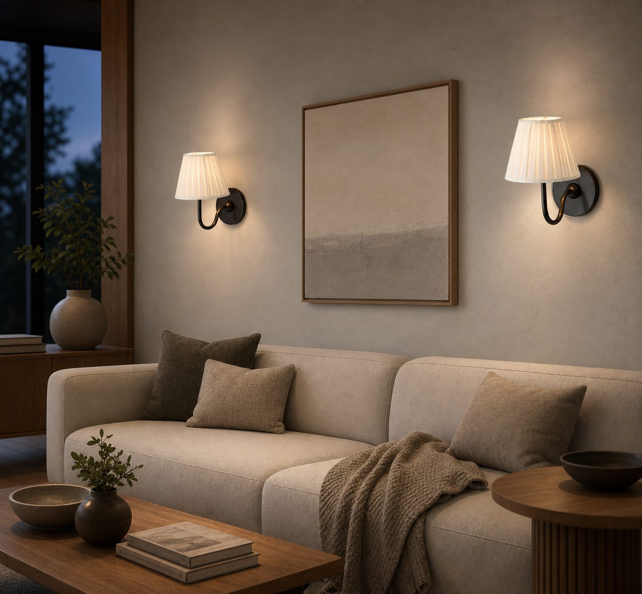 Luvora Vintage Pleated Shade Wall Lamp - Modern Brass Linen Wall Lighting