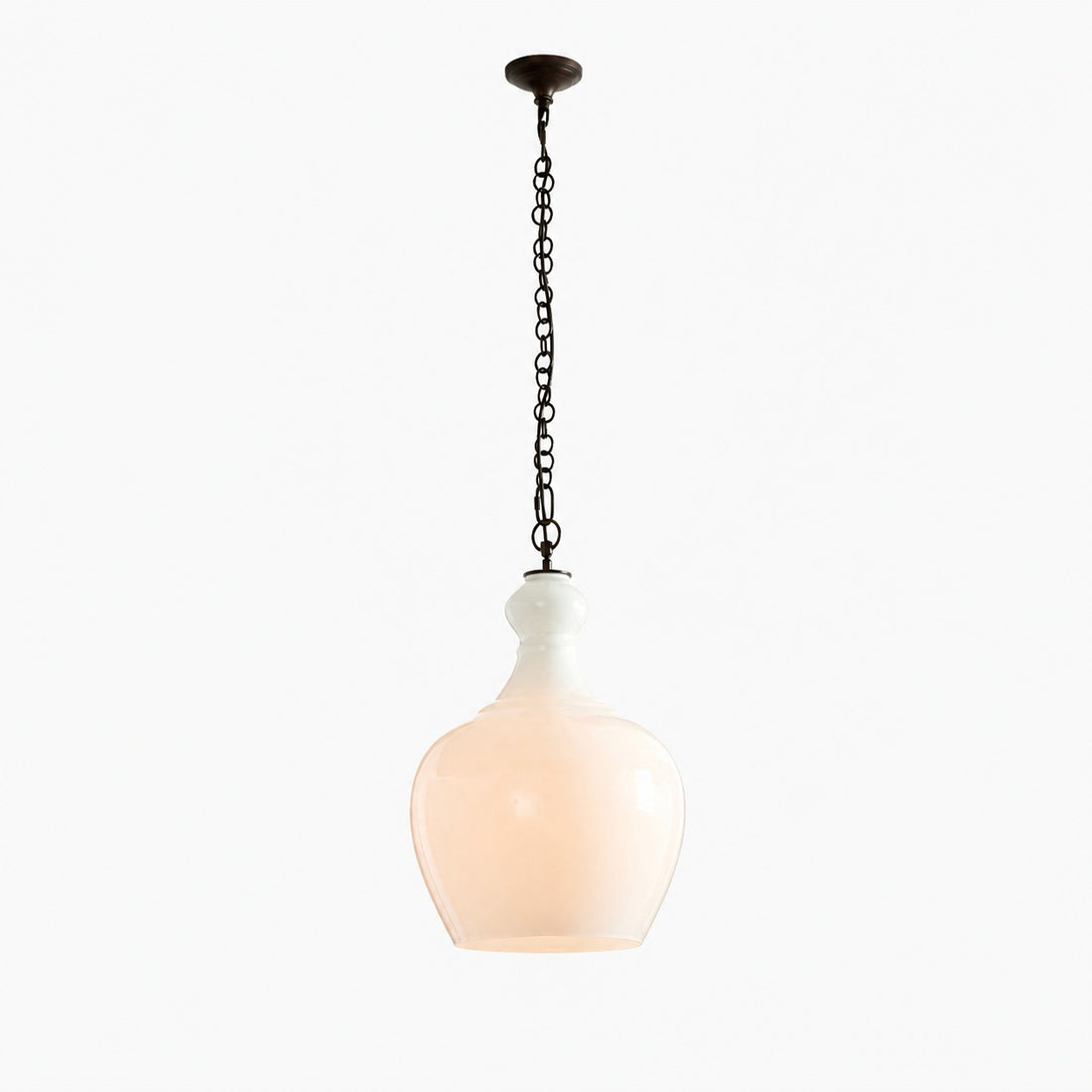 Lawson Glass Pendant Light - Recycled & Milk Glass with Bronze Accent
