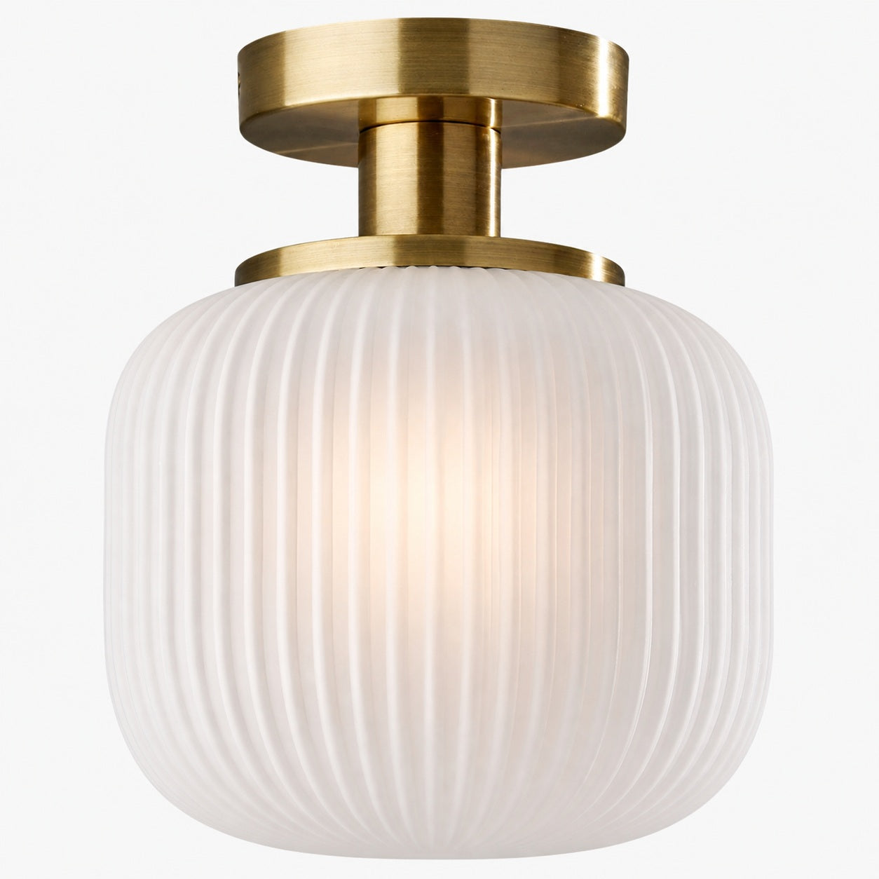 Pelviona Modern Ribbed Glass Pendant - Frosted & Brass Ceiling Light Add Timeless Charm to Your Space
