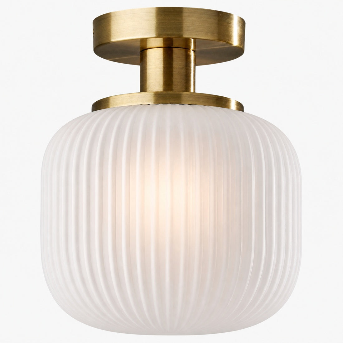 Pelviona Modern Ribbed Glass Pendant - Frosted & Brass Ceiling Light Add Timeless Charm to Your Space