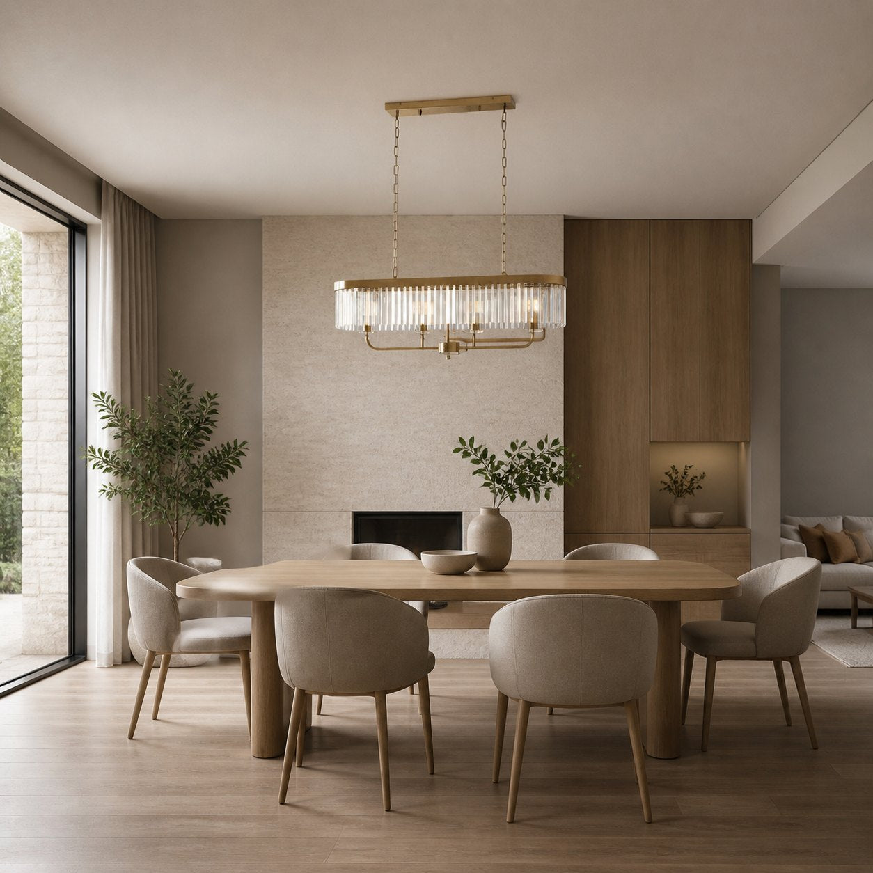 Beveline 4-Light Linear Ceiling Pendant With Cut Faceted Glass - Sleek Metal Frame For Dining