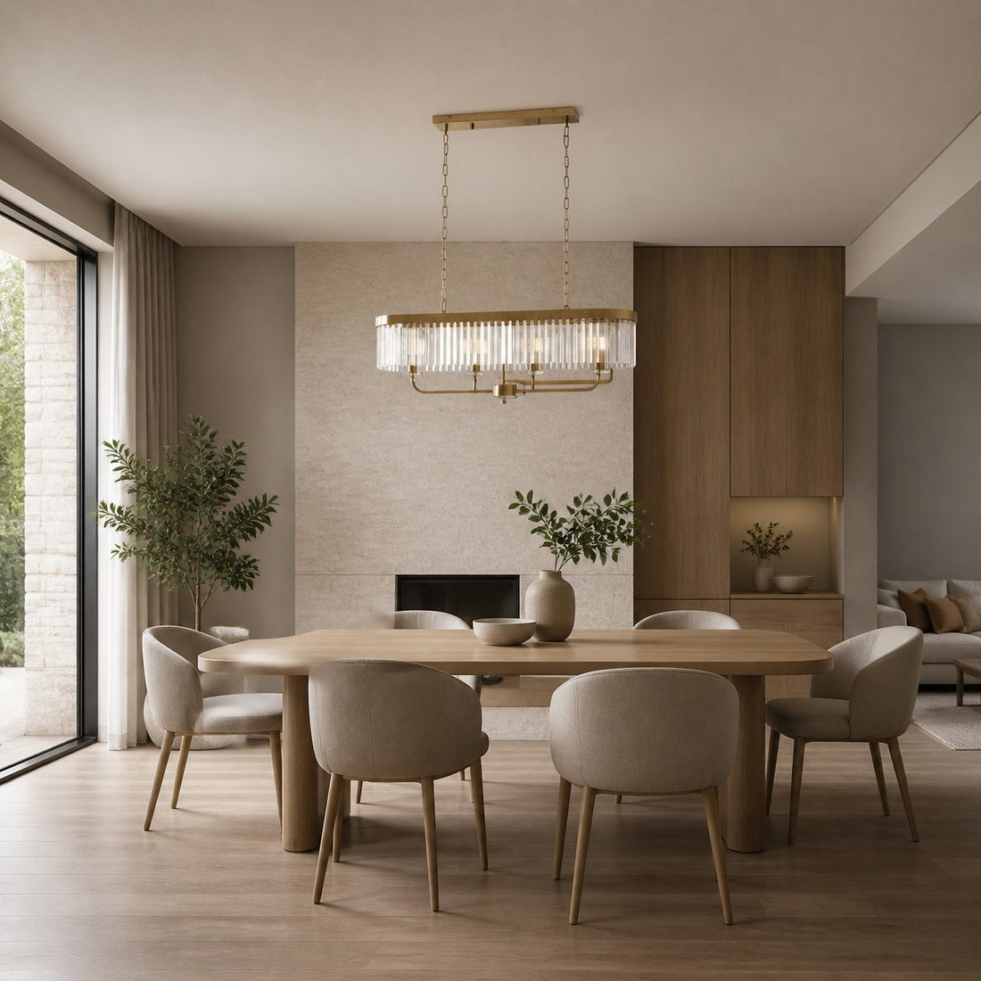 Beveline 4-Light Linear Ceiling Pendant With Cut Faceted Glass - Sleek Metal Frame For Dining