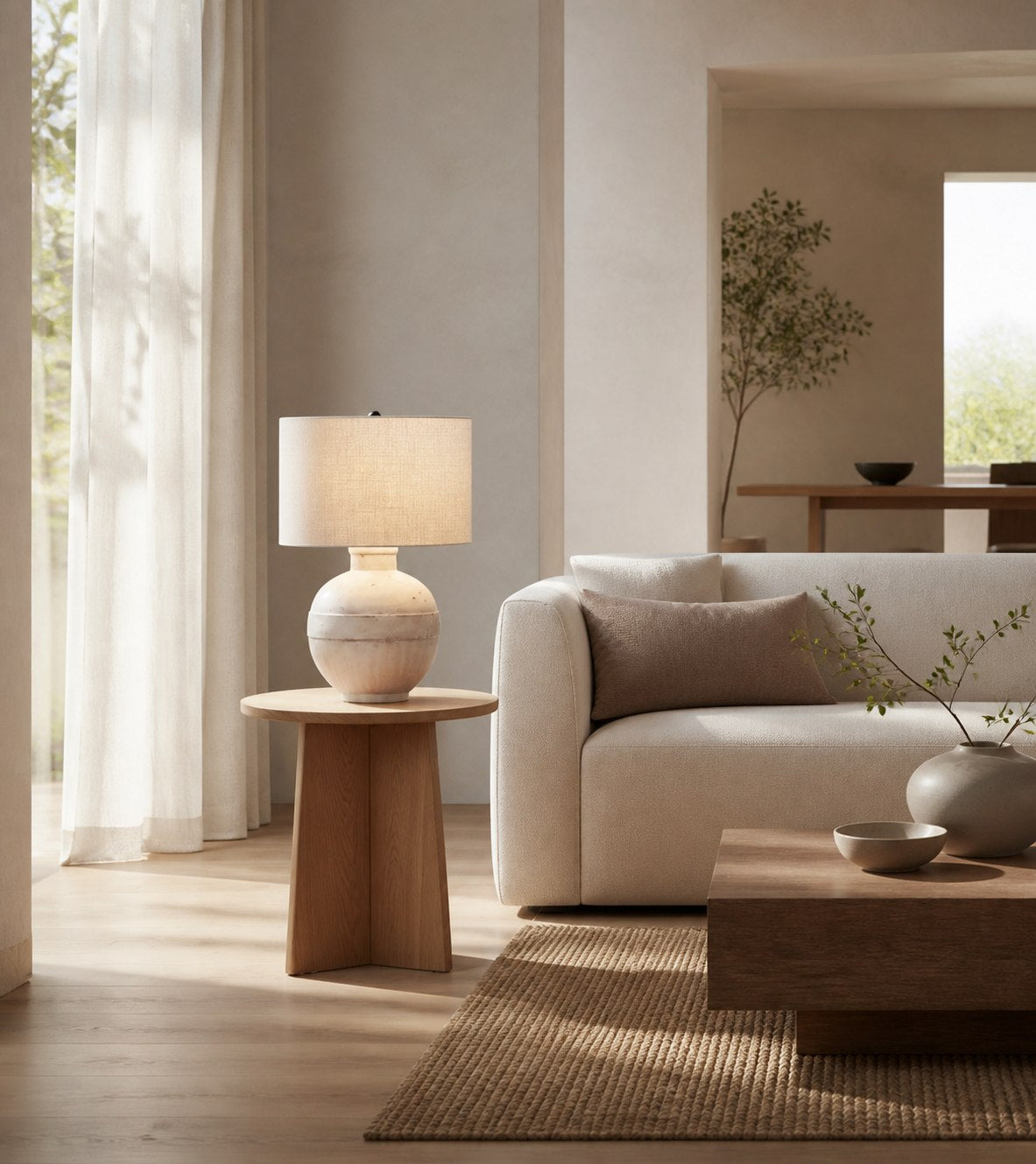 Ceruna Table Lamp with Textured Ceramic Base and Soft Glow for Bedroom Nightstand