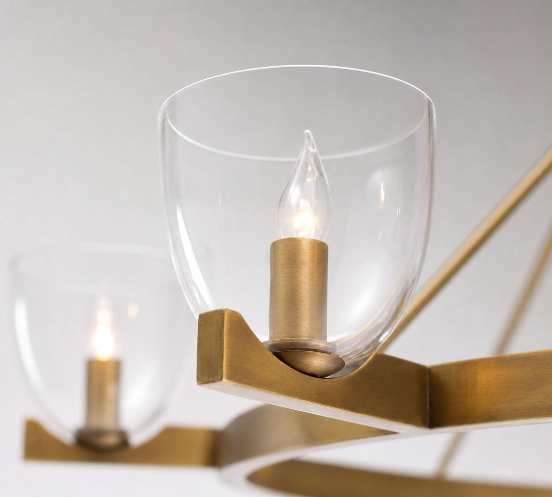 Auria Hand-blown Glass Metal Chandelier - Contemporary Brass Design