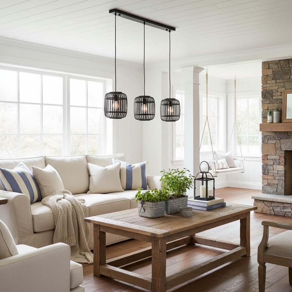 Yumeko Adjustable Bamboo Pendant Lamp - Natural Cage Ceiling Light Perfect for Living & Dining Rooms