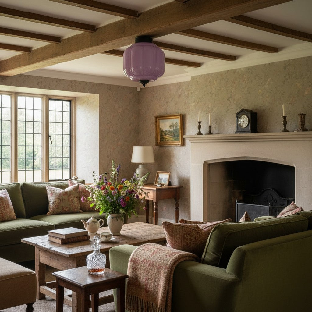 Vintage Eloise Milk Glass Flush Mount Ceiling Light - Vintage Charm Soft Glow