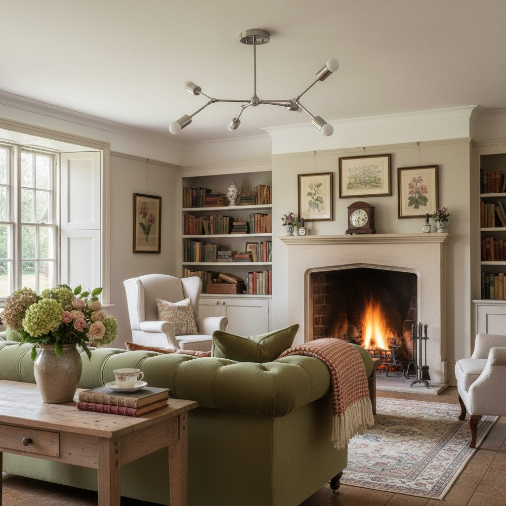 Lunivera Industrial Metal Chandelier – Sleek Geometric Ceiling Light Fixture for Living Room