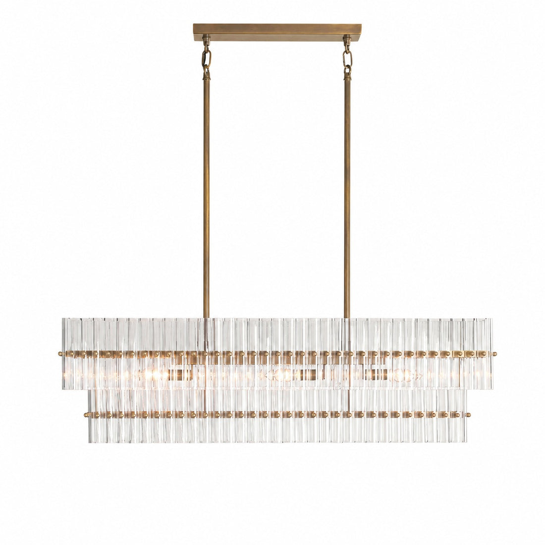 Lumora Crystal Pendant Light – Elegant Tumbled Brass & Cut Glass