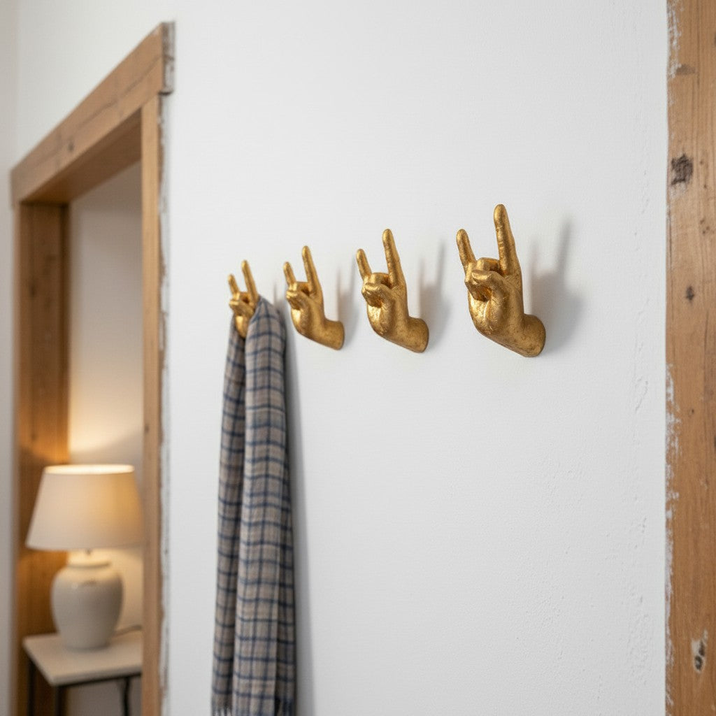 Kickra Decorative Hand Wall Hooks - Modern Art Storage for Living Room
