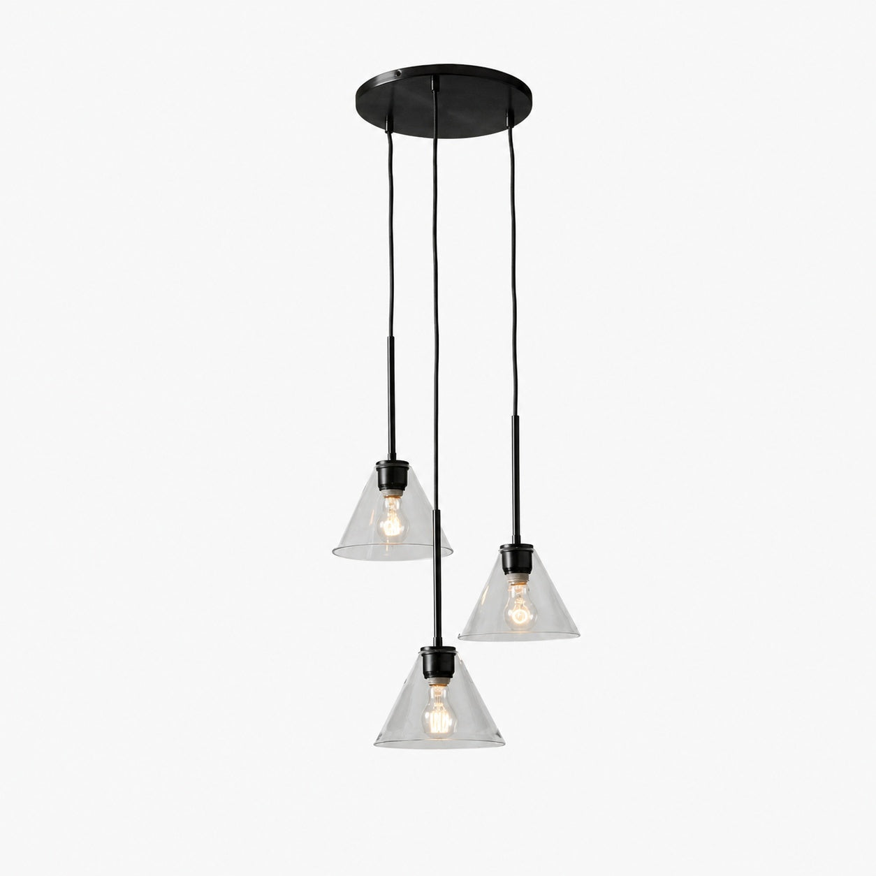 Conica 3-Light Cone Chandelier - Sculptural Glass Pendant Lighting Modern Style