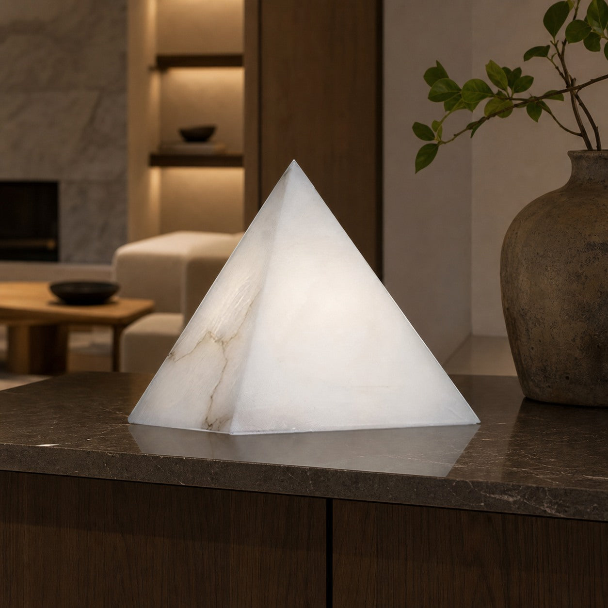 Alabaster Pyramid Table Lamp