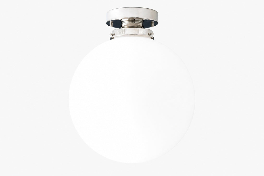 Glorica Glass 12 Inch Globe Ceiling Light - Frosted Glass Art Deco Pendant And Flush Mount