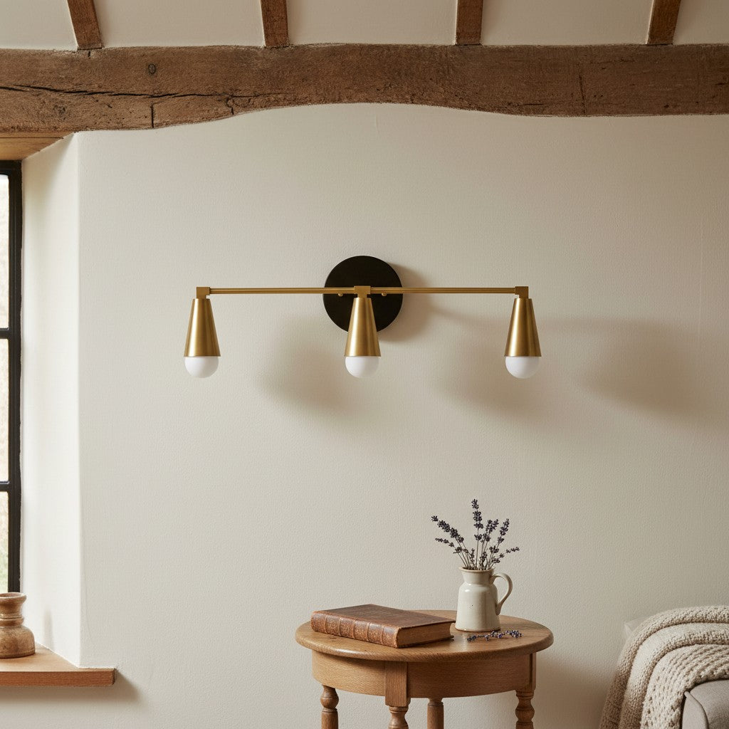 Pyralis Cone Artistic Triple Light Wall Fixture for Bedroom or Dressing Room