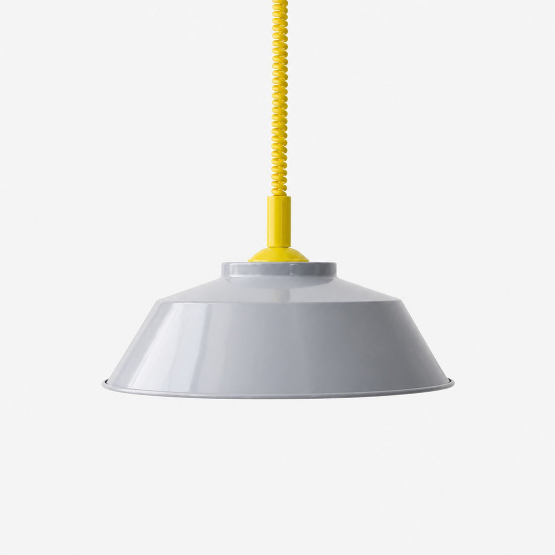 Memphis pendant with light gray shade and yellow cord