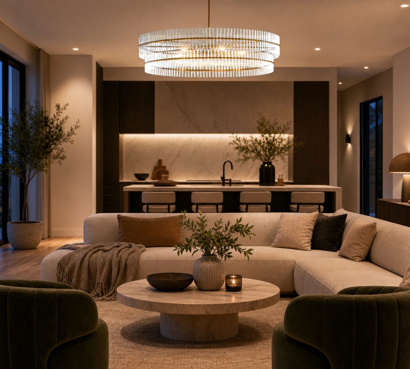 Lumora Crystal Pendant Light – Elegant Tumbled Brass & Cut Glass