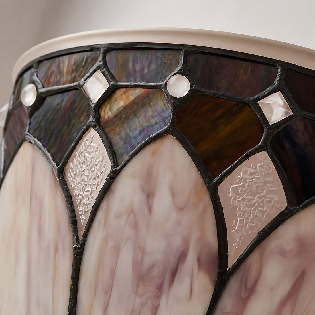 TF Brooklyn Tiffany Glass Flush Mount Ceiling Light - Art Deco Design for Hallway or Living Room
